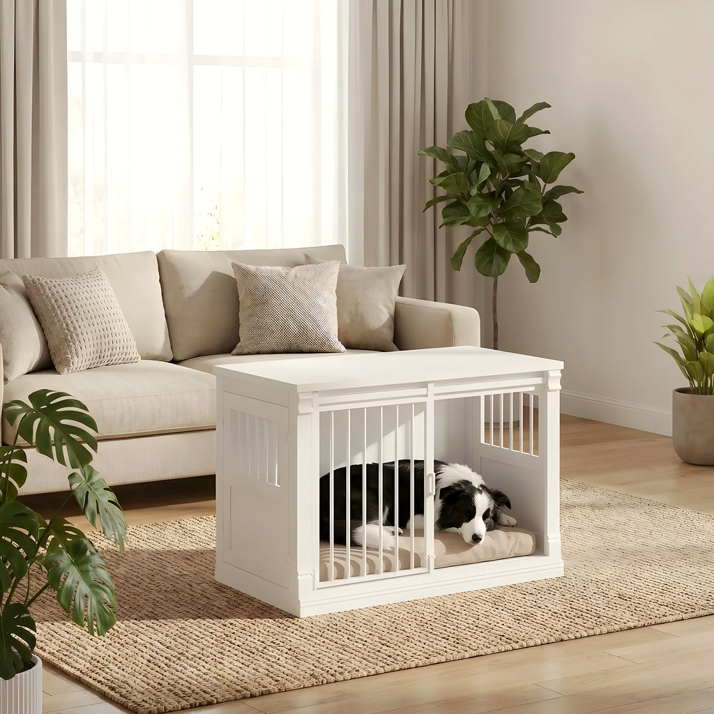 Meuble niche en chêne 3 portes pour chien jusqu'à 25 kg