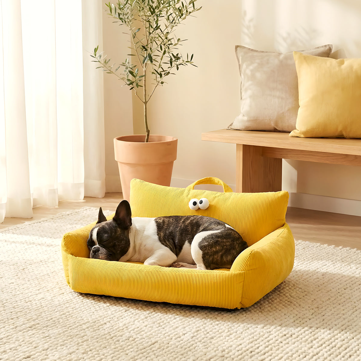 Mini canapé-lit en lin pour petit chien, 3 coloris