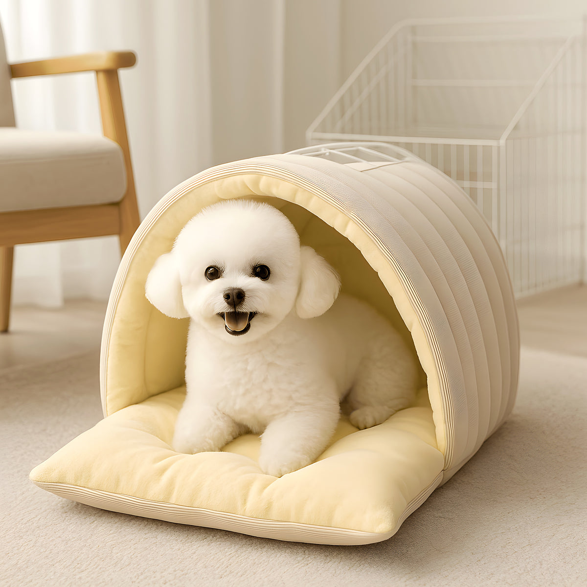 Mini niche en coton isolante pour petit chien