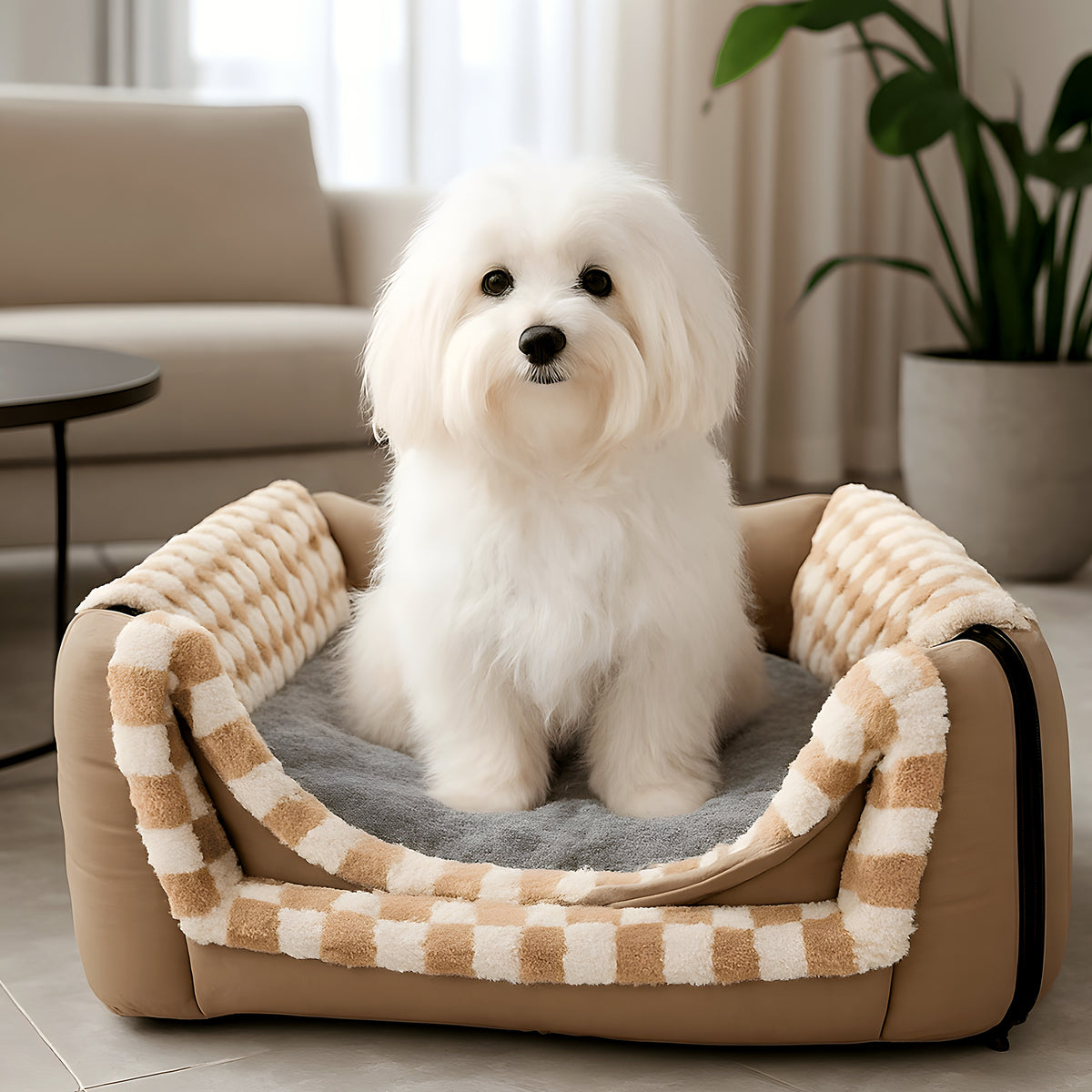 Niche 2-en-1 à mousse à mémoire de forme pour petit chien
