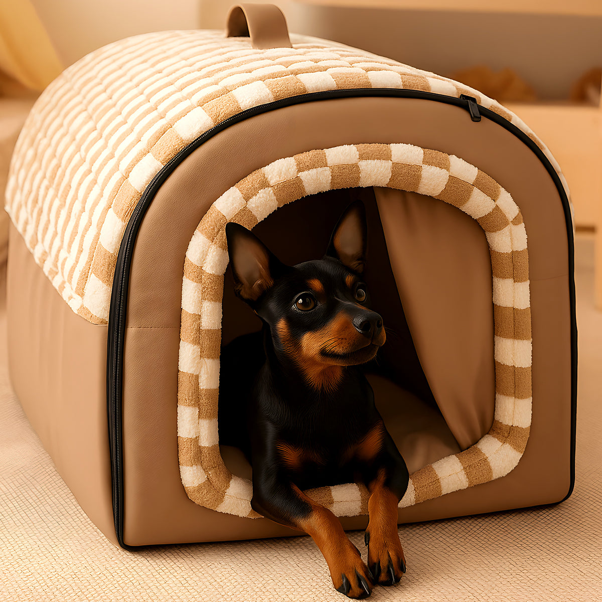 Niche 2-en-1 à mousse à mémoire de forme pour petit chien