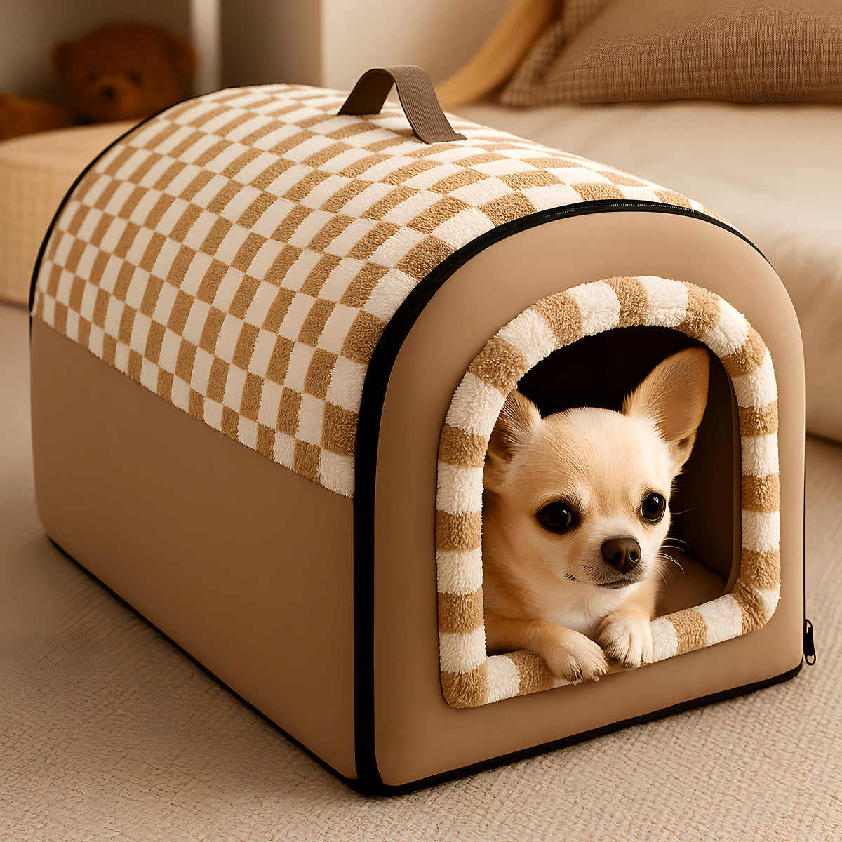 Niche 2-en-1 à mousse à mémoire de forme pour petit chien