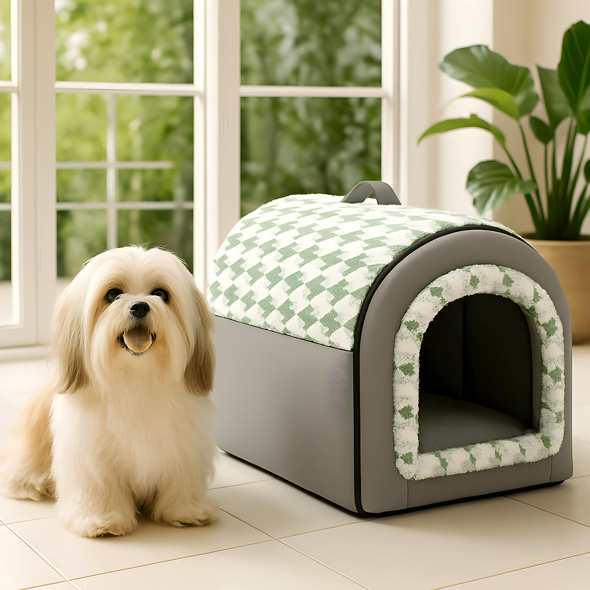 Niche 2-en-1 à mousse à mémoire de forme pour petit chien
