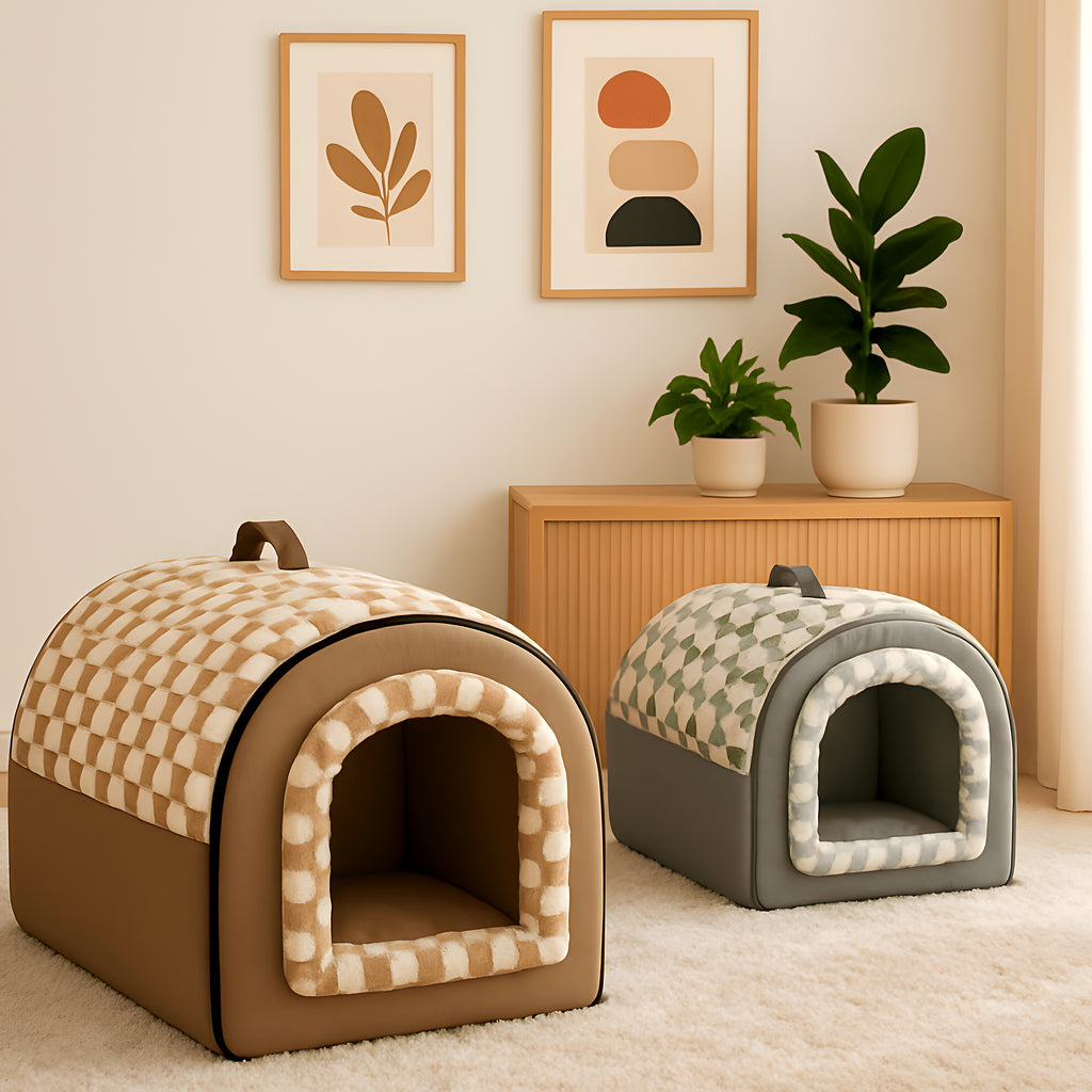 Niche 2-en-1 à mousse à mémoire de forme pour petit chien