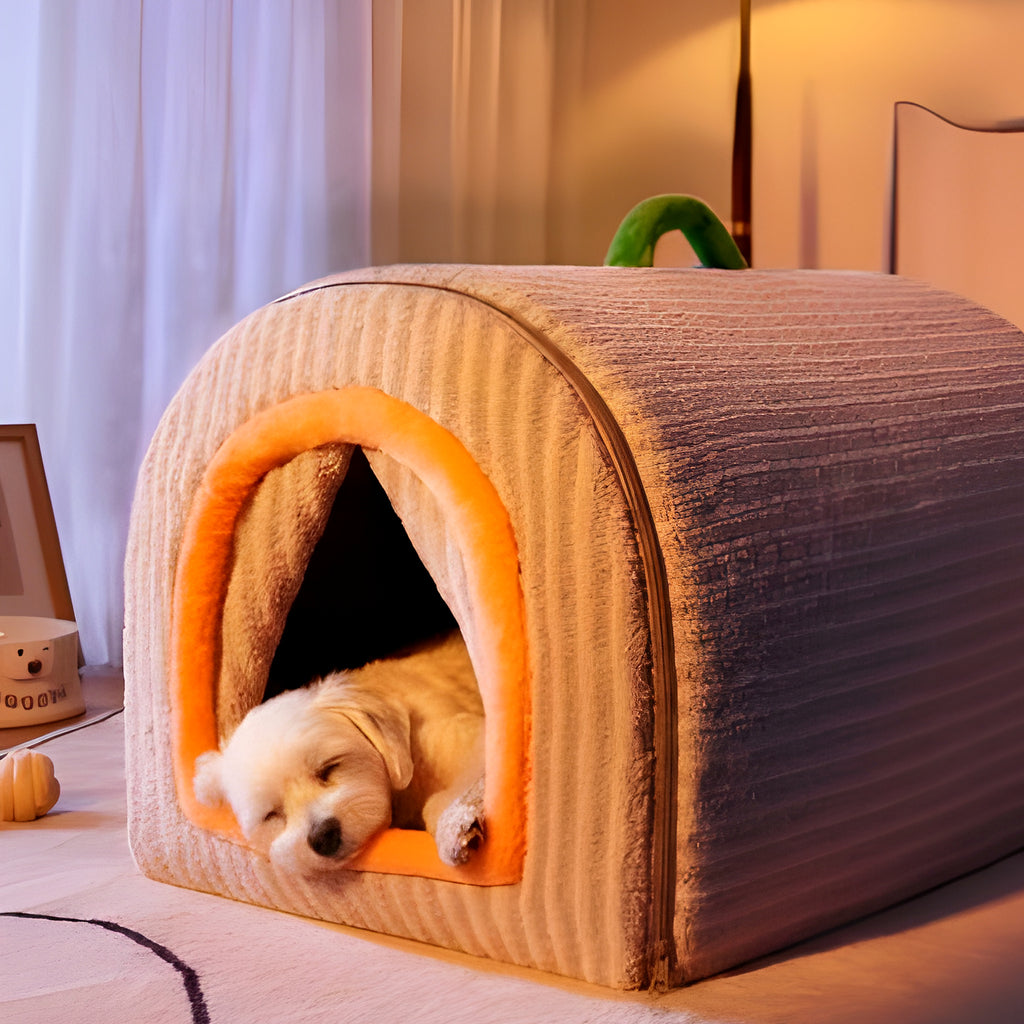 Niche 2-en-1 avec rideaux pour petit chien