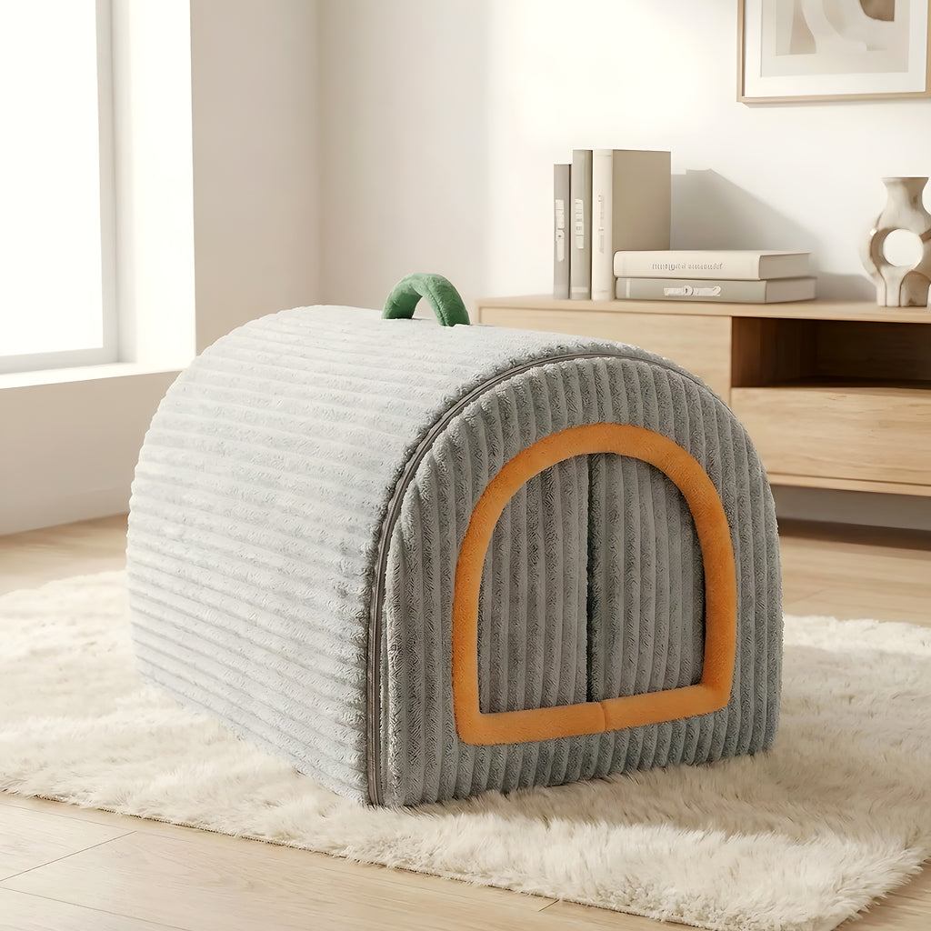 Niche 2-en-1 avec rideaux pour petit chien