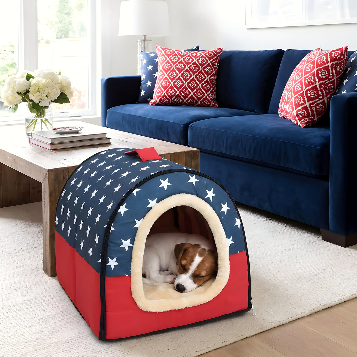 Niche 2-en-1 pour petit chien, cabane ou panier