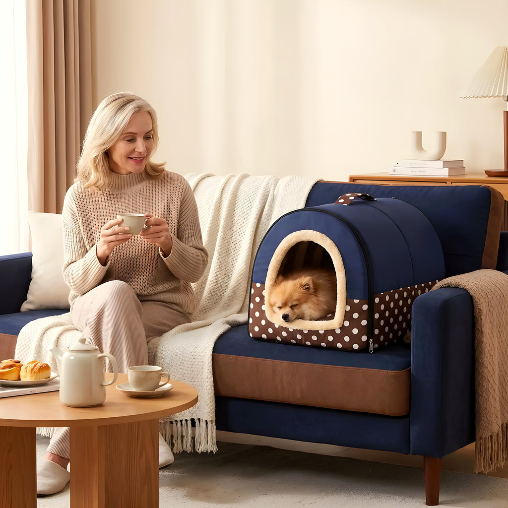 Niche 2-en-1 pour petit chien, cabane ou panier