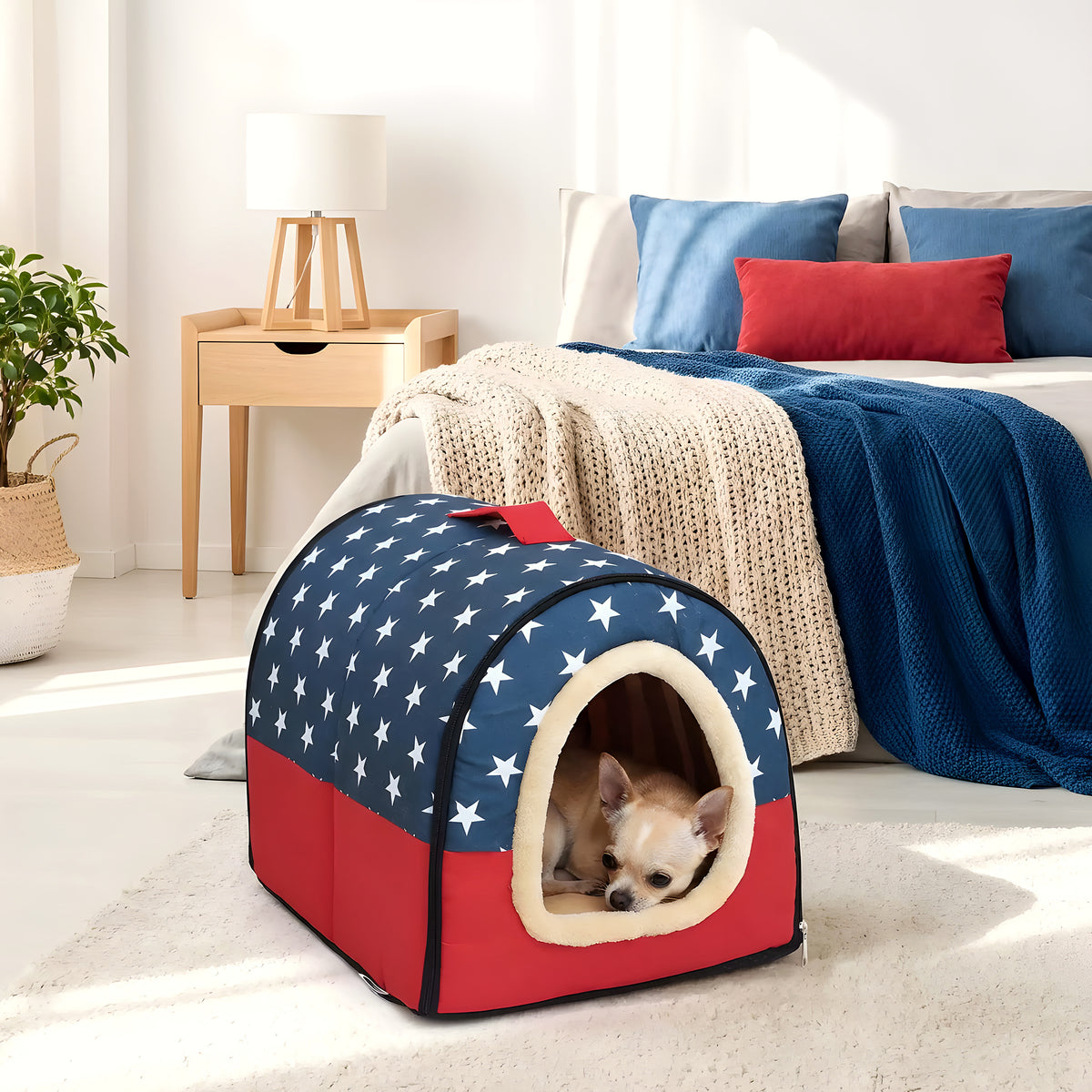Niche 2-en-1 pour petit chien, cabane ou panier