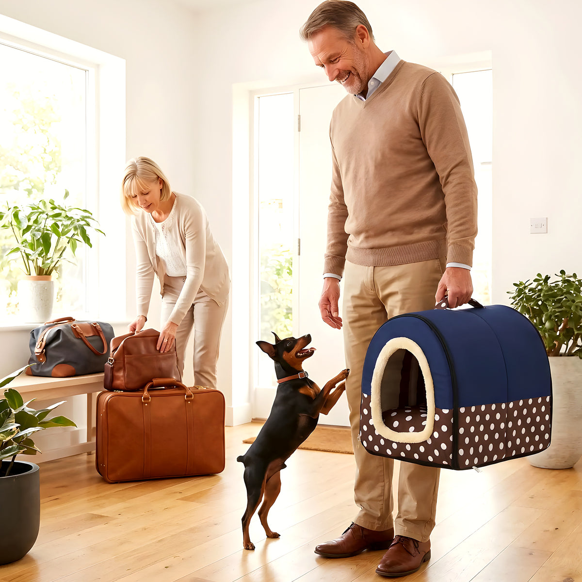 Niche 2-en-1 pour petit chien, cabane ou panier