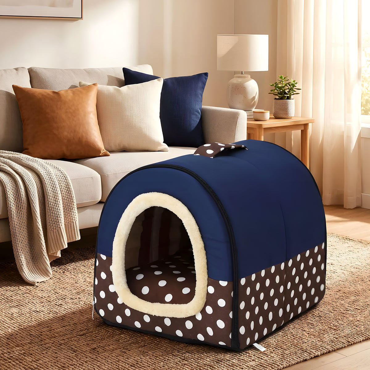 Niche 2-en-1 pour petit chien, cabane ou panier