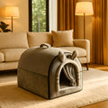 Niche cocon en polaire avec rideaux pour petit chien