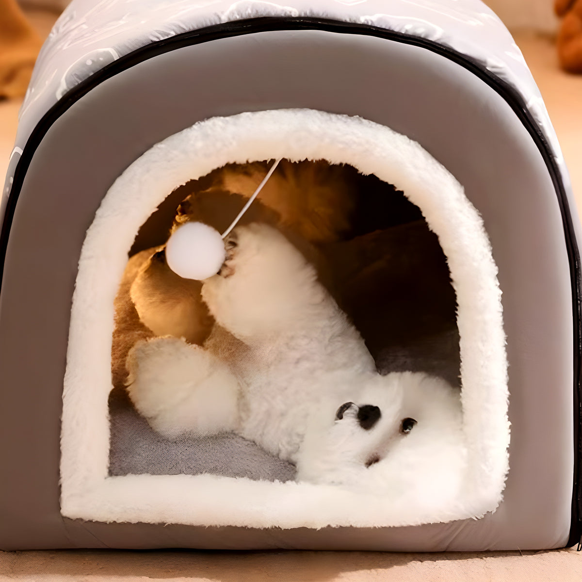 Niche cocon isolante à mémoire de forme pour chien, S à XL