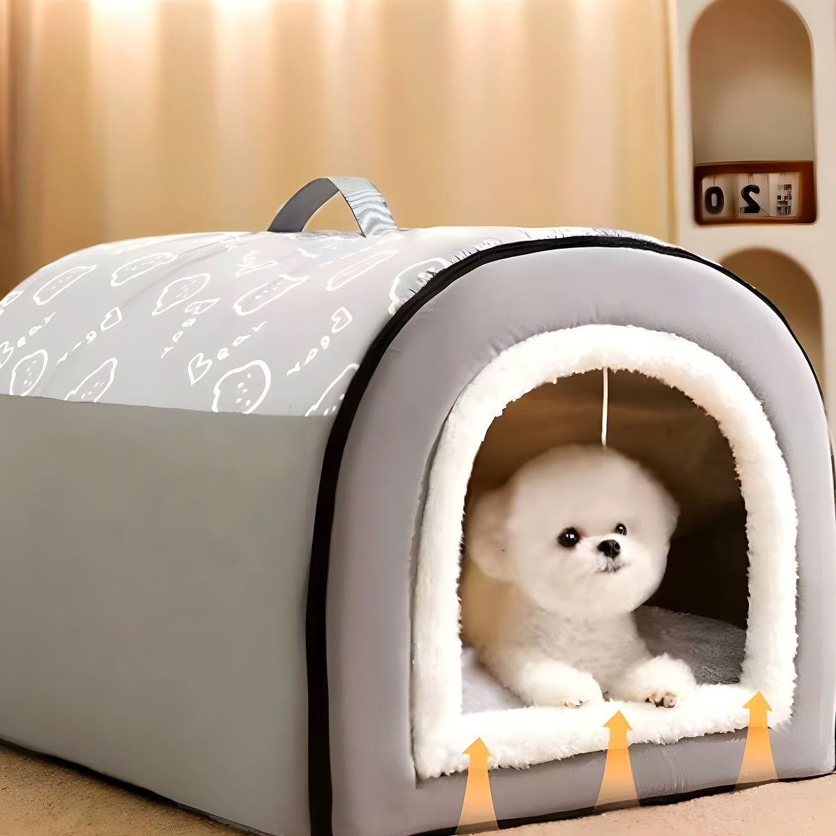 Niche cocon isolante à mémoire de forme pour chien, S à XL