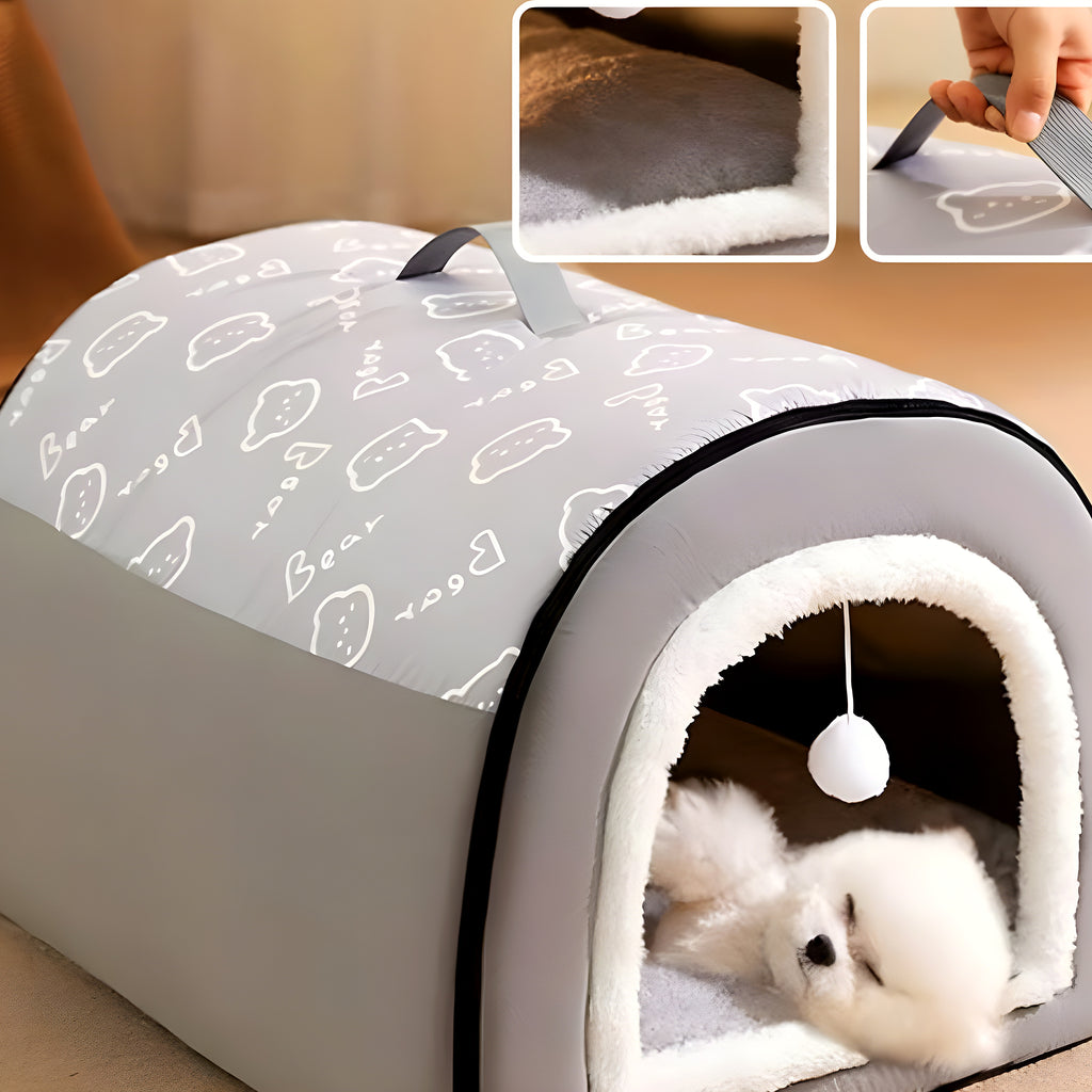 Niche cocon isolante à mémoire de forme pour chien, S à XL