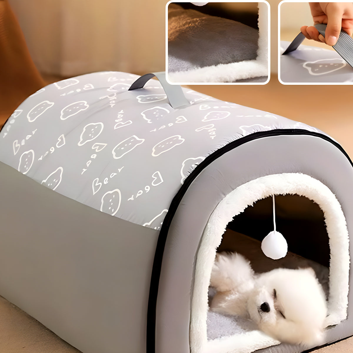 Niche cocon isolante à mémoire de forme pour chien, S à XL
