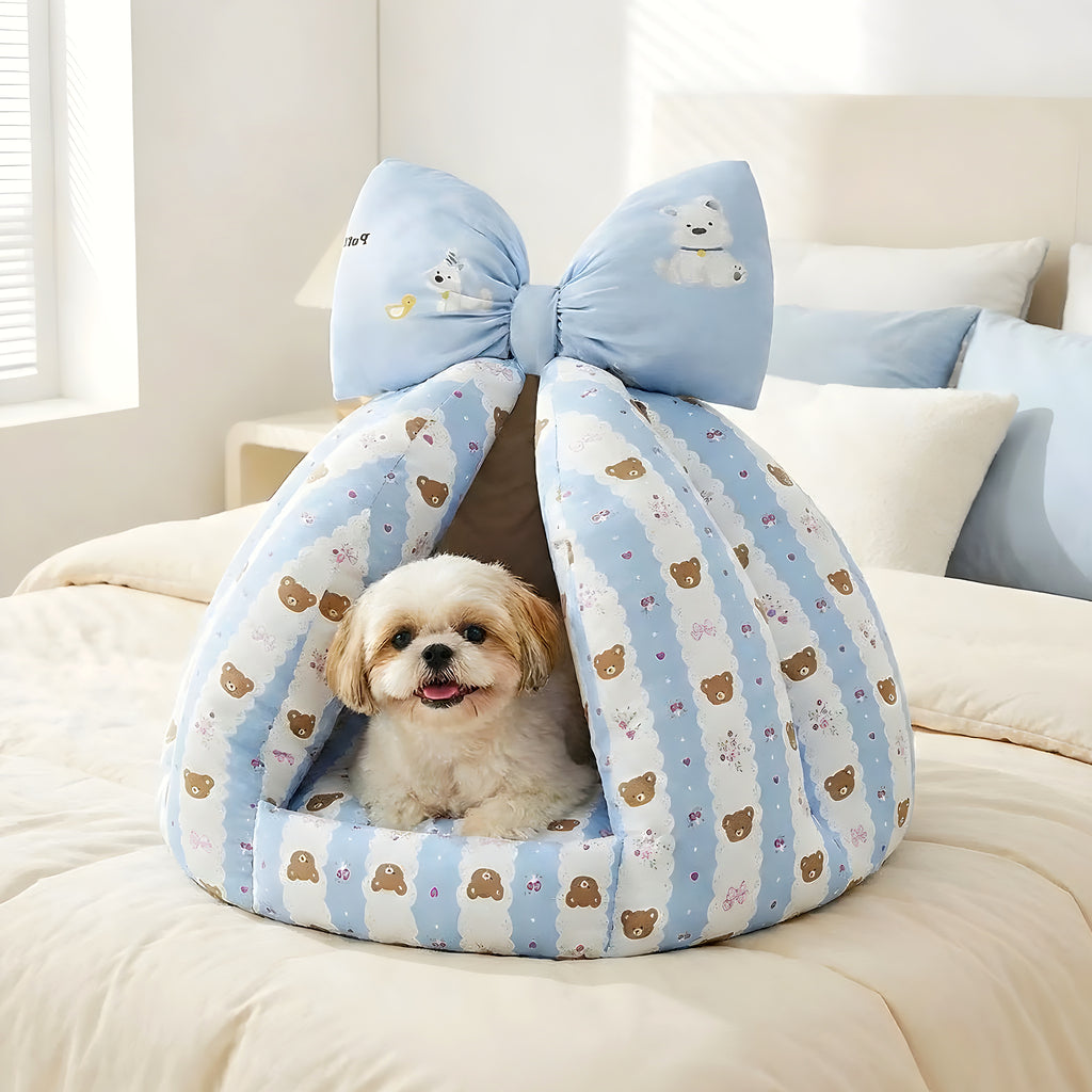 Niche d'intérieur en coton avec coussin, beige ou bleu
