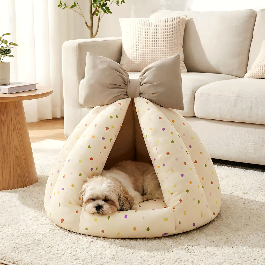 Niche d'intérieur en coton avec coussin, beige ou bleu