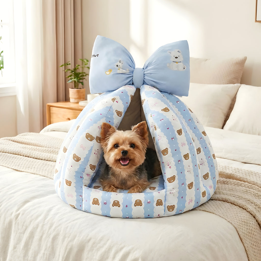 Niche d'intérieur en coton avec coussin, beige ou bleu