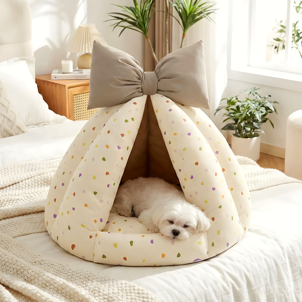 Niche d'intérieur en coton avec coussin, beige ou bleu