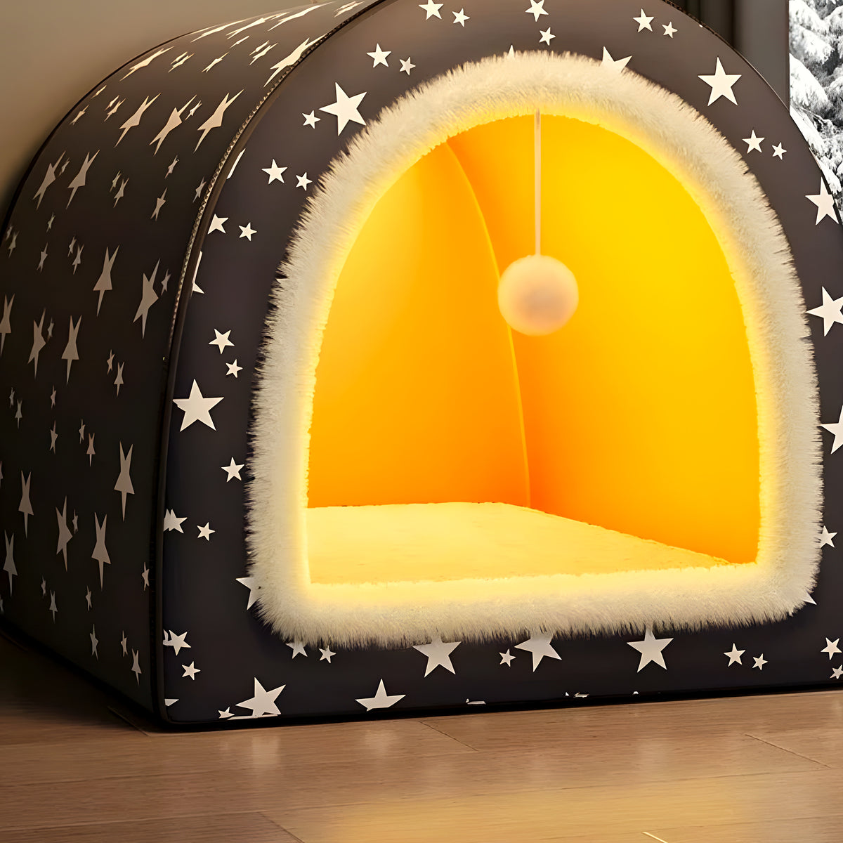 Niche d'intérieur pliable 2 en 1 pour chien, S à XL