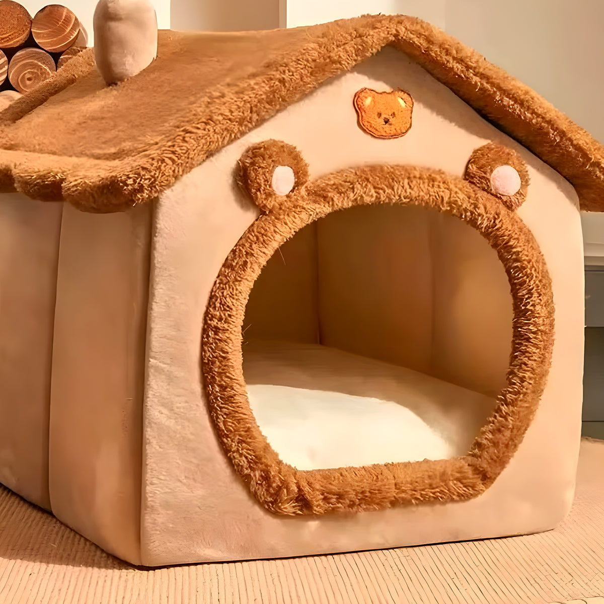 Niche d'intérieur pliable en polaire pour chiot jusqu'à 4 kg