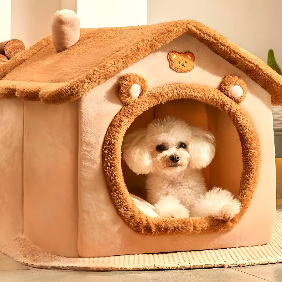 Niche d'intérieur pliable en polaire pour chiot jusqu'à 4 kg