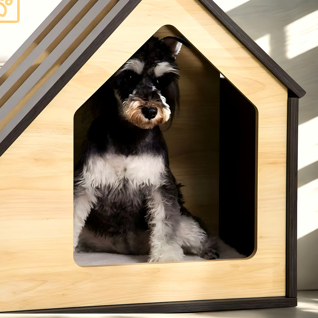 Niche design en bois avec coussin polaire berbère