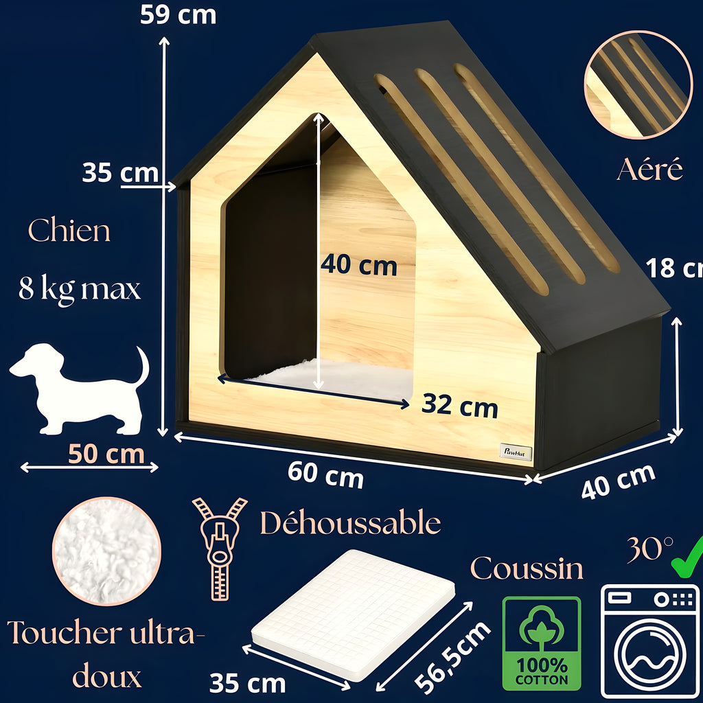 Niche design en bois avec coussin polaire berbère