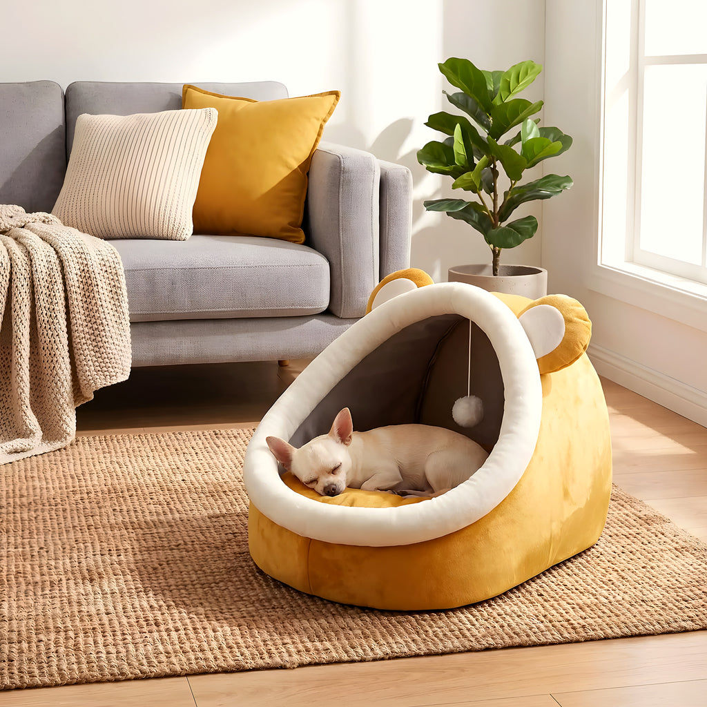Niche douillette pour mini chien avec balle