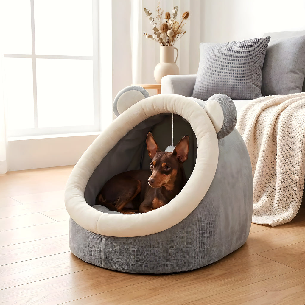 Niche douillette pour mini chien avec balle