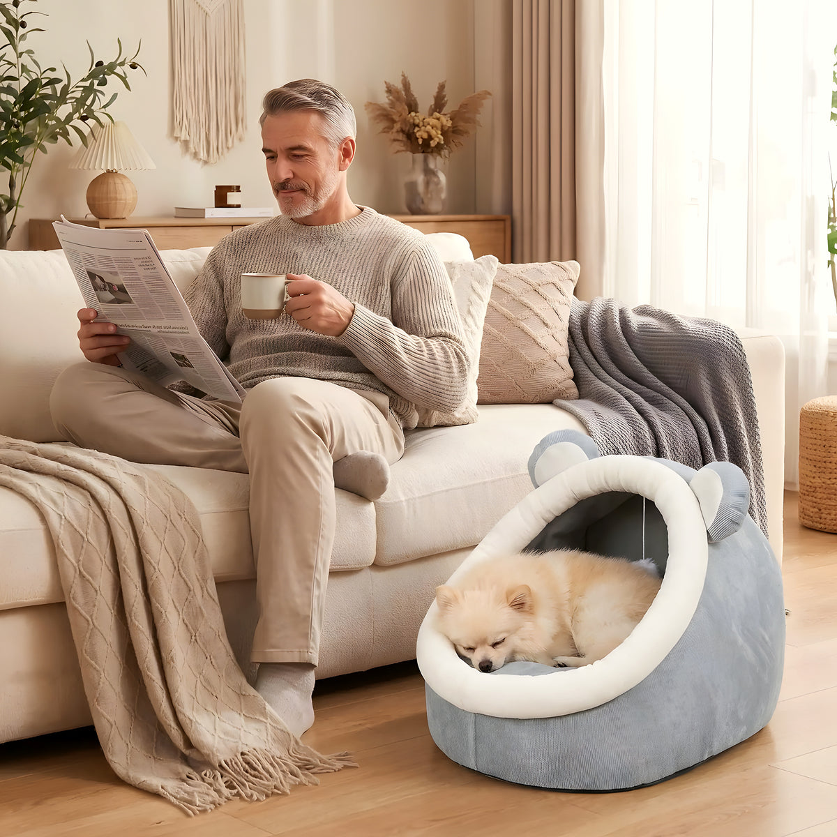 Niche douillette pour mini chien avec balle
