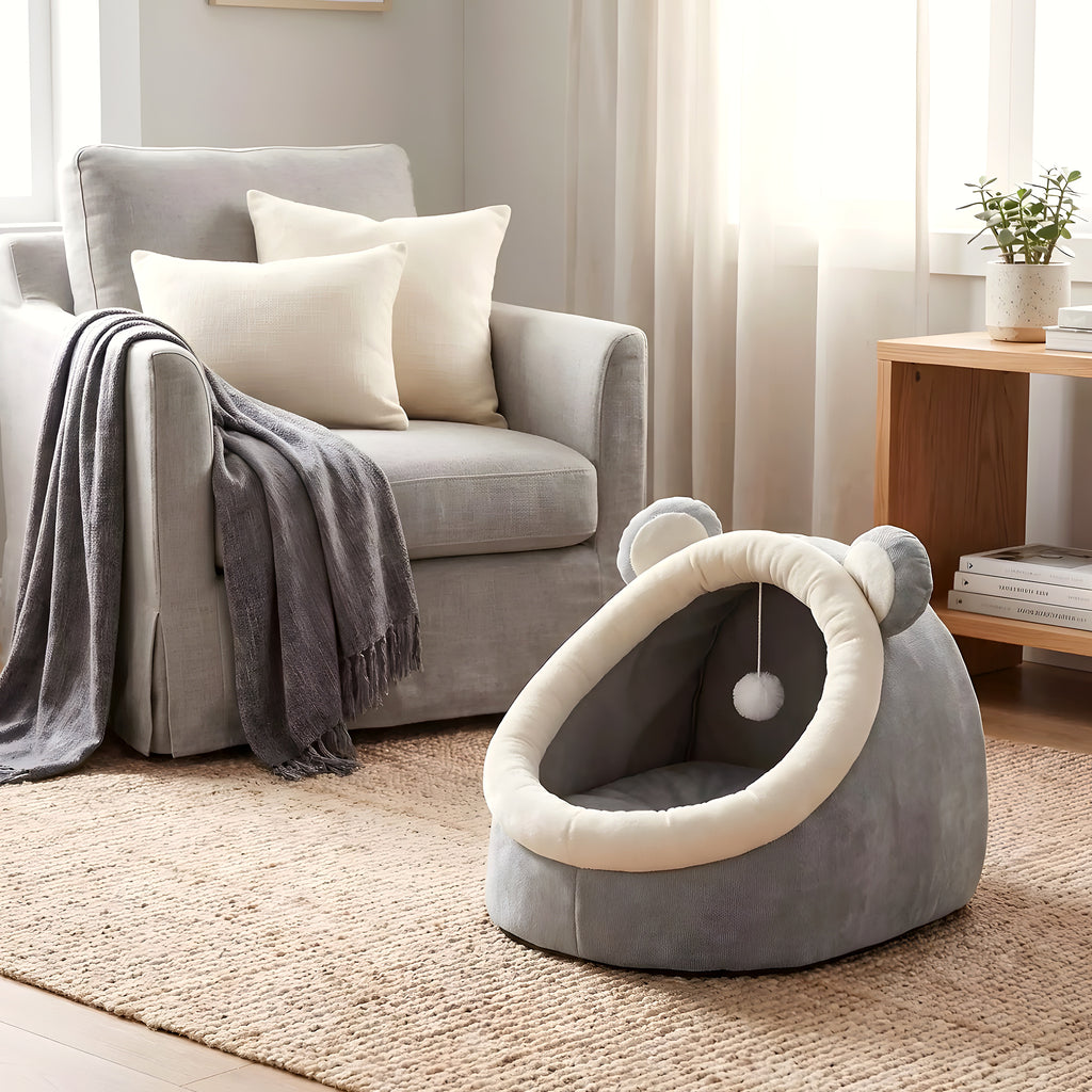 Niche douillette pour mini chien avec balle