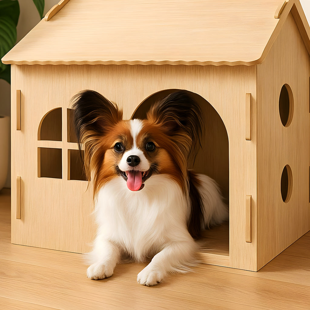Niche en bois personnalisable avec fenêtre pour mini chien