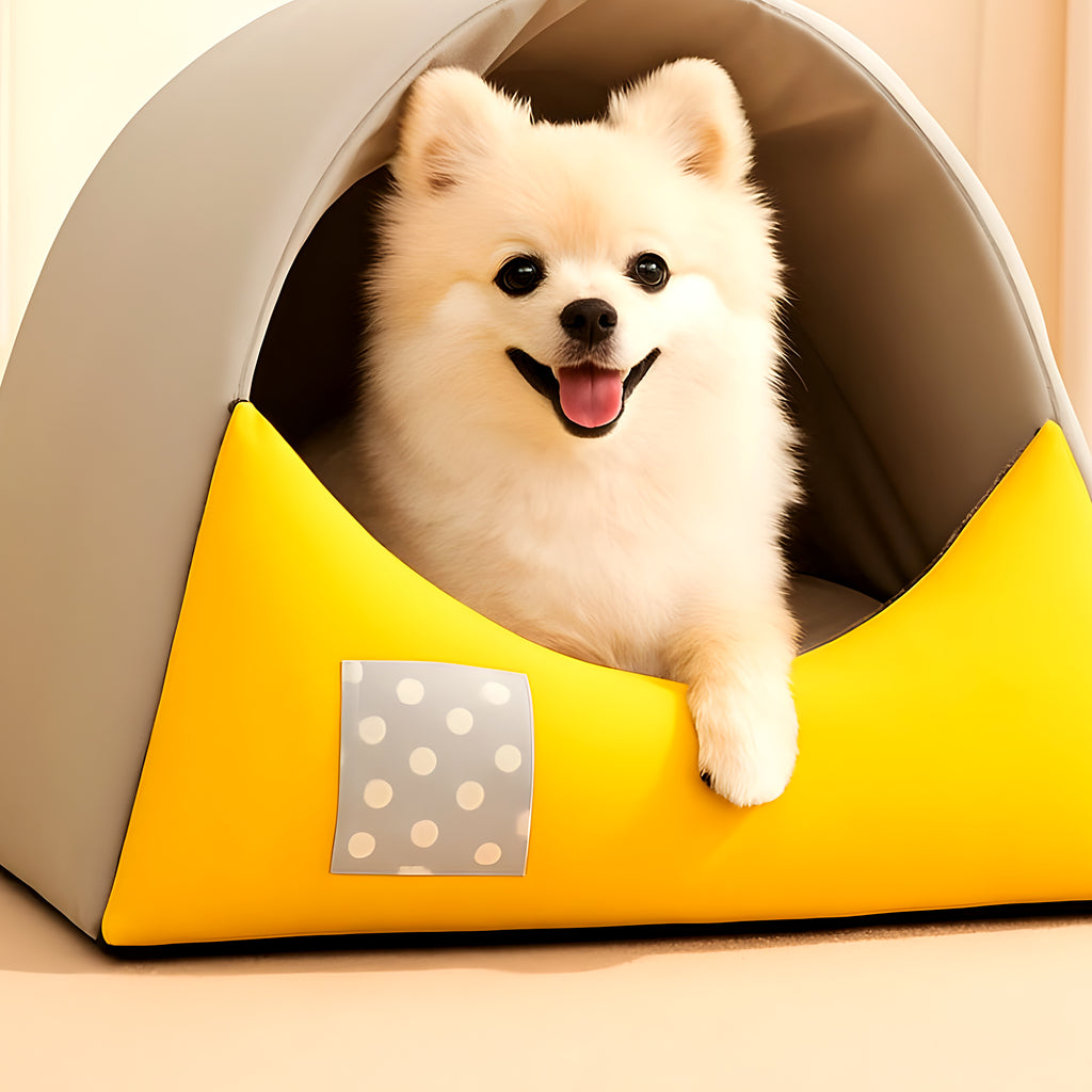 Niche en velours cristal imperméable pour petit chien