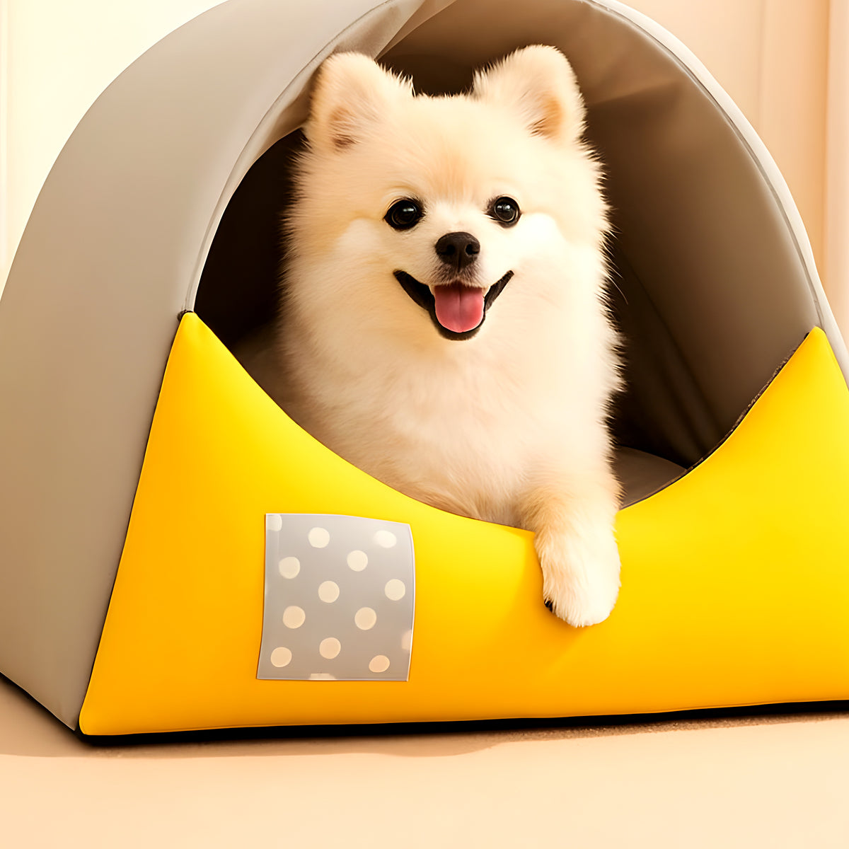 Niche en velours cristal imperméable pour petit chien