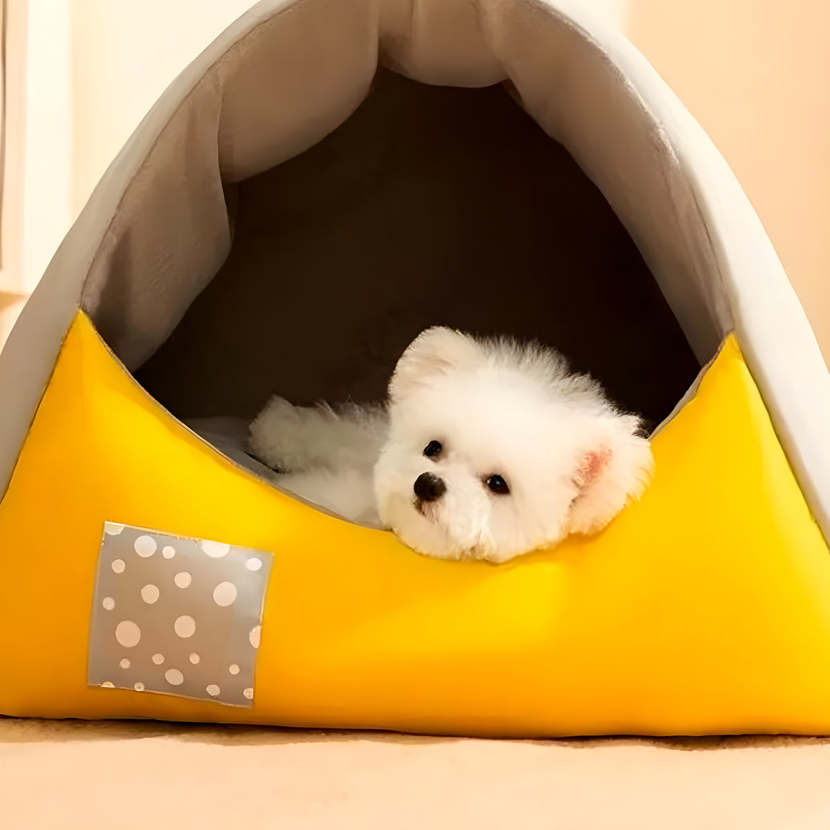 Niche en velours cristal imperméable pour petit chien