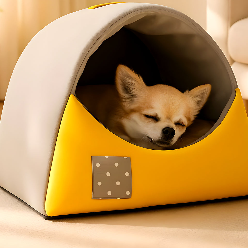 Niche en velours cristal imperméable pour petit chien