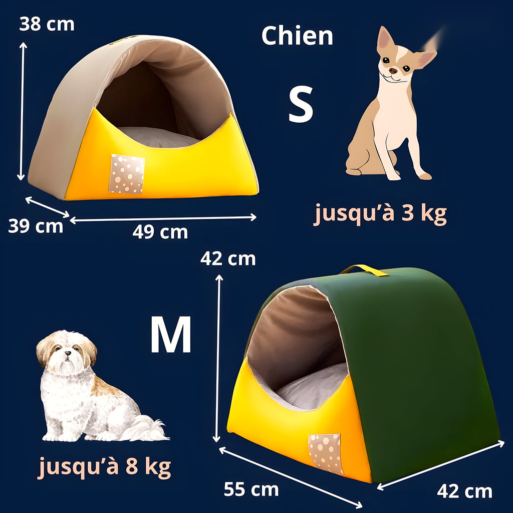 Niche en velours cristal imperméable pour petit chien