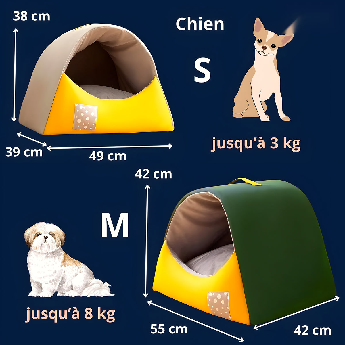 Niche en velours cristal imperméable pour petit chien