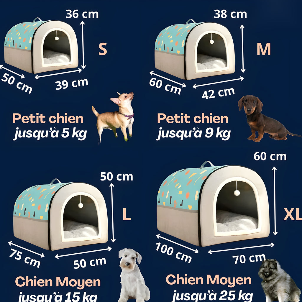 Niche grotte d'intérieur pliable pour chien, S à XL