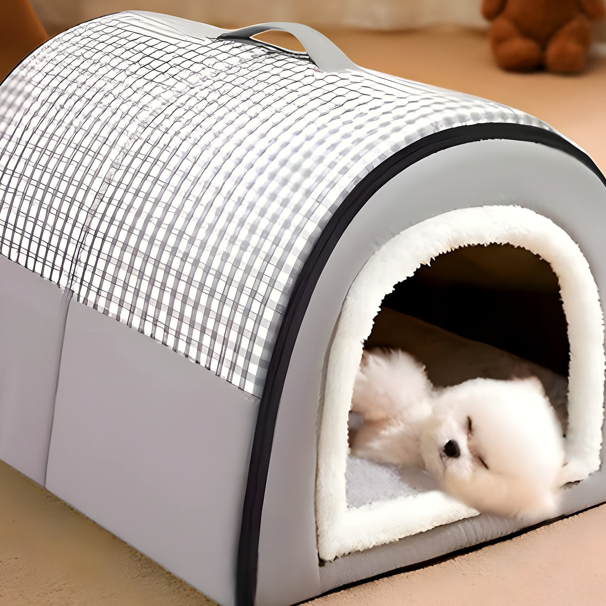 Niche igloo d'intérieur démontable pour chien jusqu'à 9 kg
