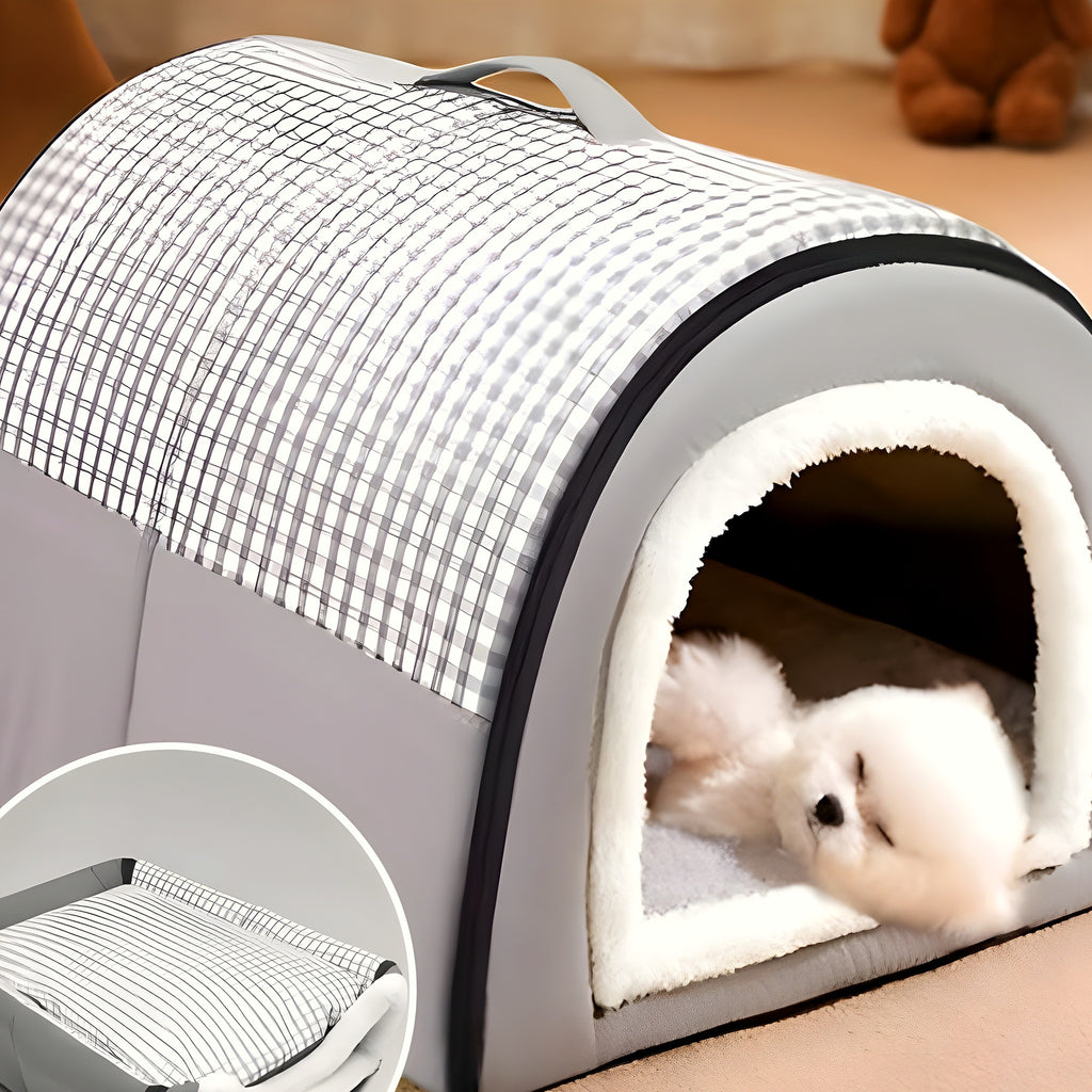 Niche igloo d'intérieur démontable pour chien jusqu'à 9 kg