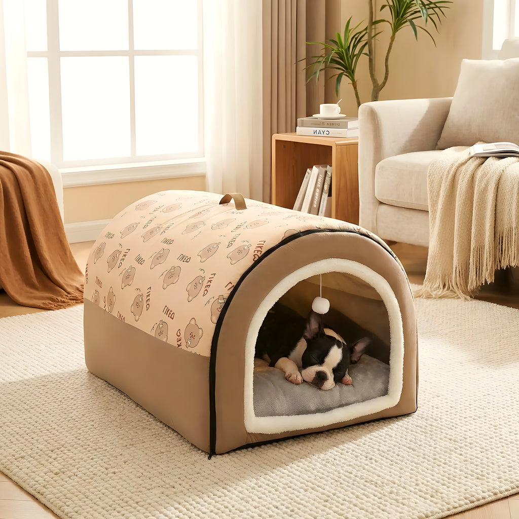 Niche igloo en velours arctique pour chiot