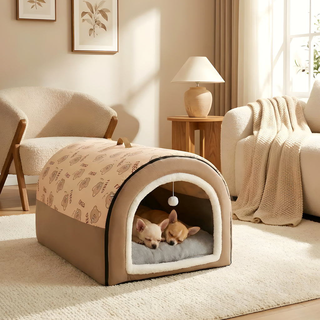 Niche igloo en velours arctique pour chiot