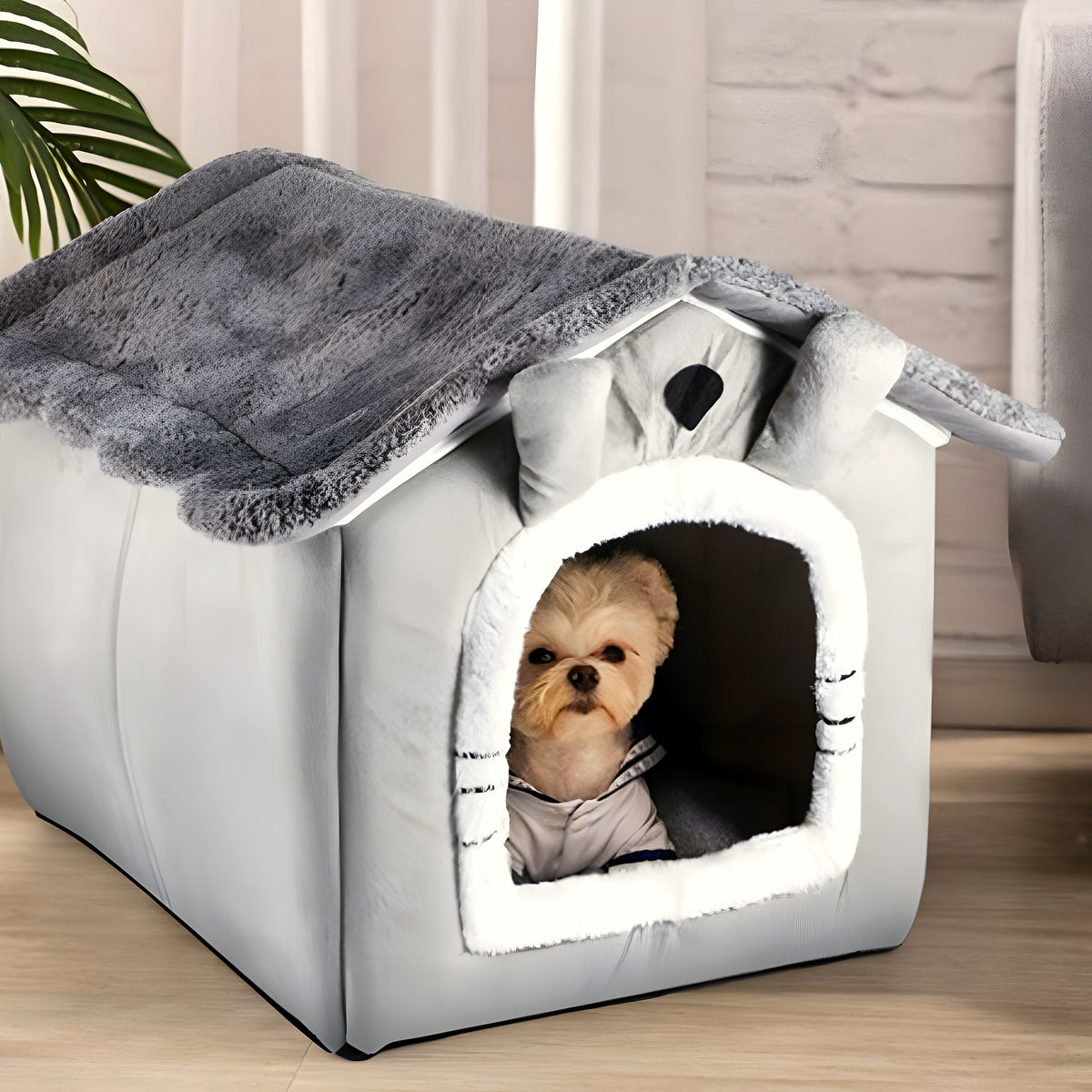 Niche maison en flanelle pour petit chien, S ou M