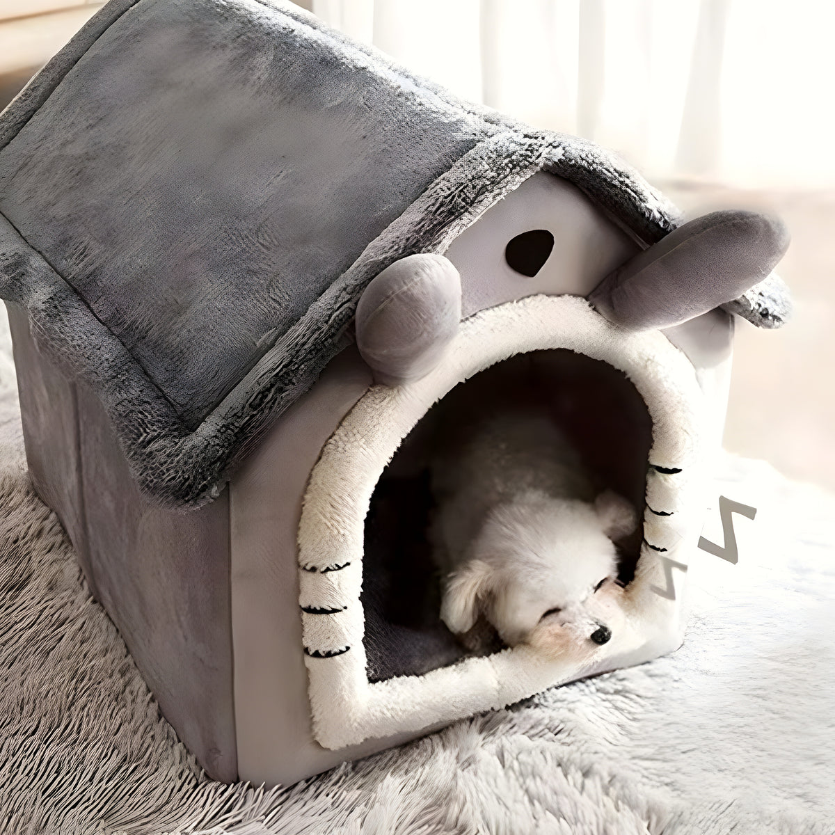 Niche maison en flanelle pour petit chien, S ou M