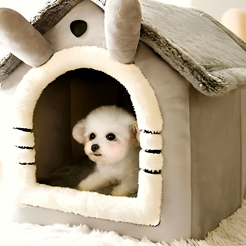 Niche maison en flanelle pour petit chien, S ou M