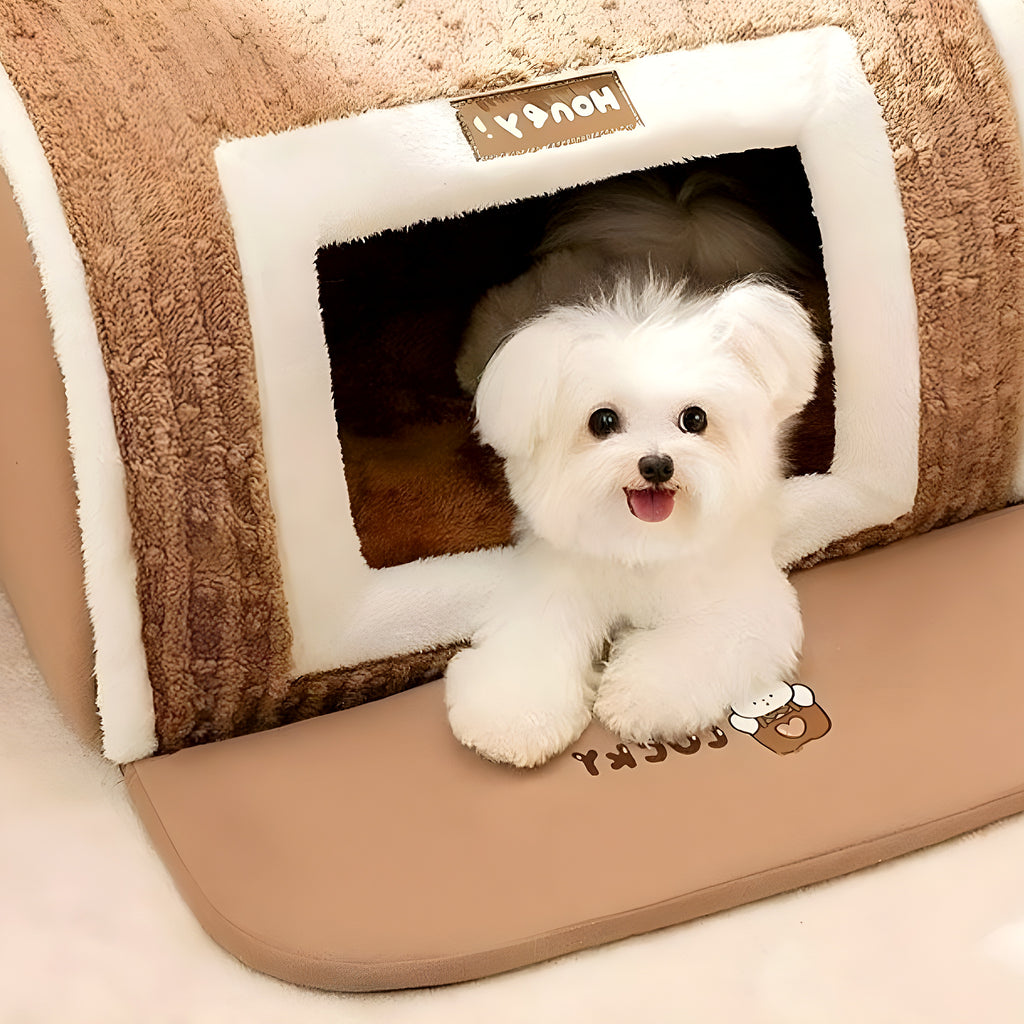 Niche maison en velours hypoallergénique, 4 tailles
