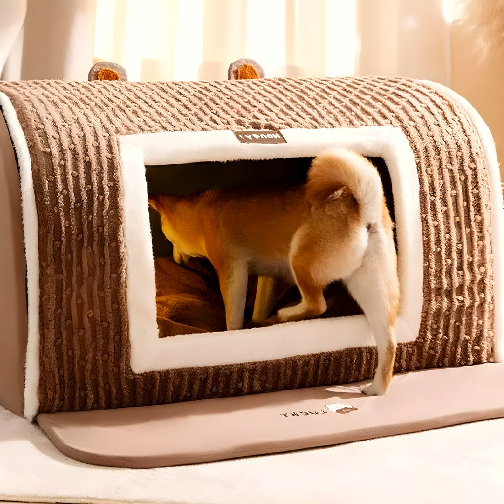 Niche maison en velours hypoallergénique, 4 tailles